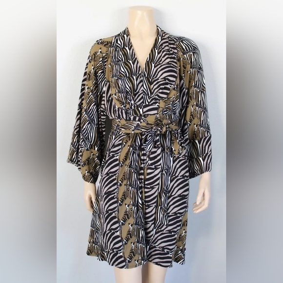 BANANA REPUBLIC Issa London Collection Zebra Kimono Dress sz 12 - Picture 4 of 9